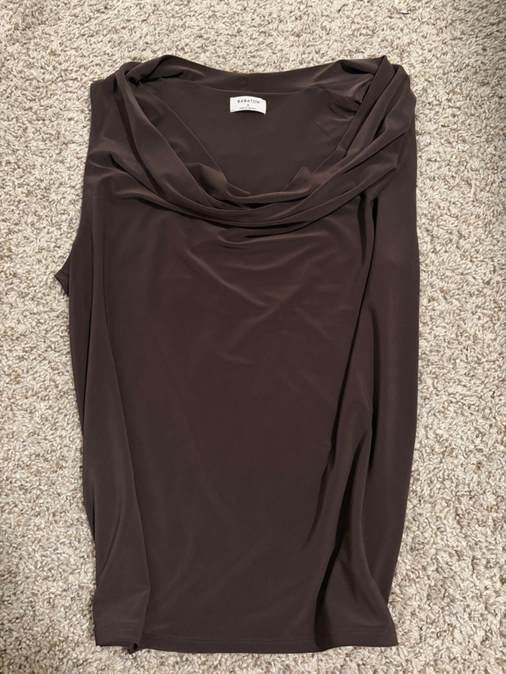 Aritiza Babaton Dark Brown Cowl Neck Sleeveless Top